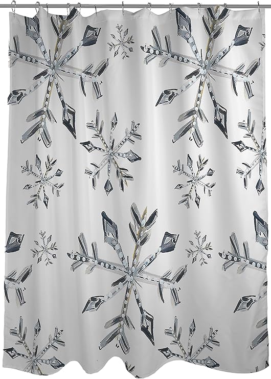 Amazon Com One Bella Casa Silver Snowflake Pattern Shower Curtain