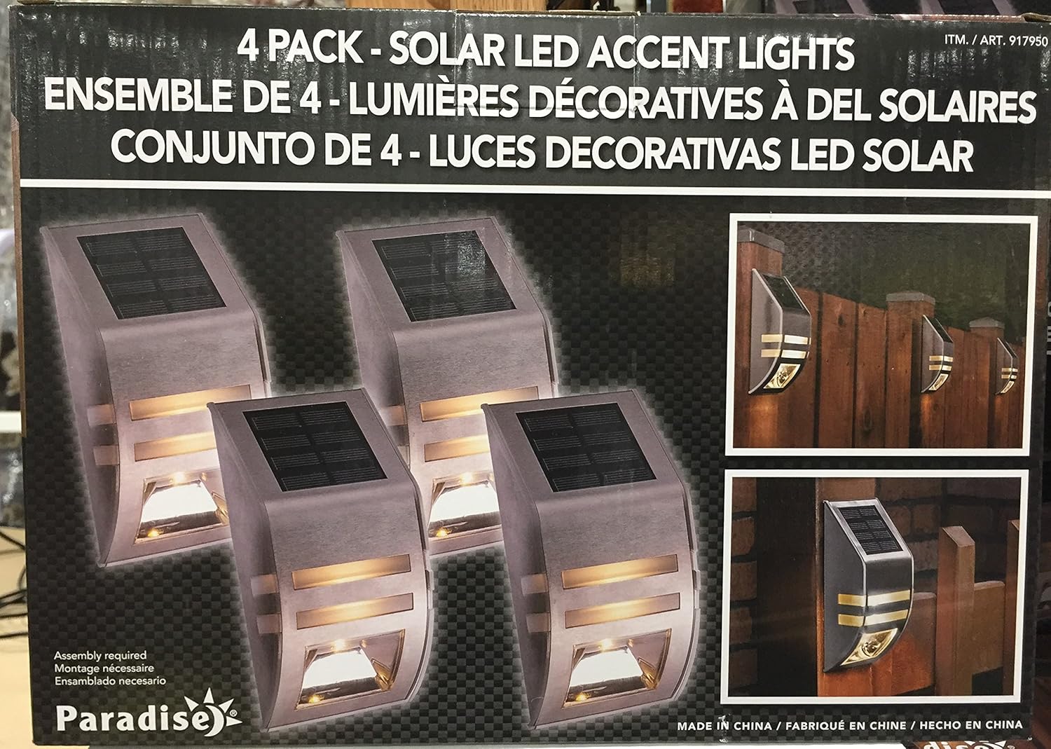 Paradise 4 Pack Solar Powered LED Accent Lights Stainless Steel Free