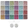 Bala&Fillic 11/0 Matt Color Seed Beads About 14400pcs in Box,24 Multicolor Small Craft Beads with Beading String and Needles for Jewelry Making (600pcs/Color,24 Colors)