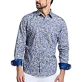 Robert Graham Men’s Stelvio Long-Sleeve Woven Shirt, Premium Button Down Top, Classic-Fit & Richly Detailed