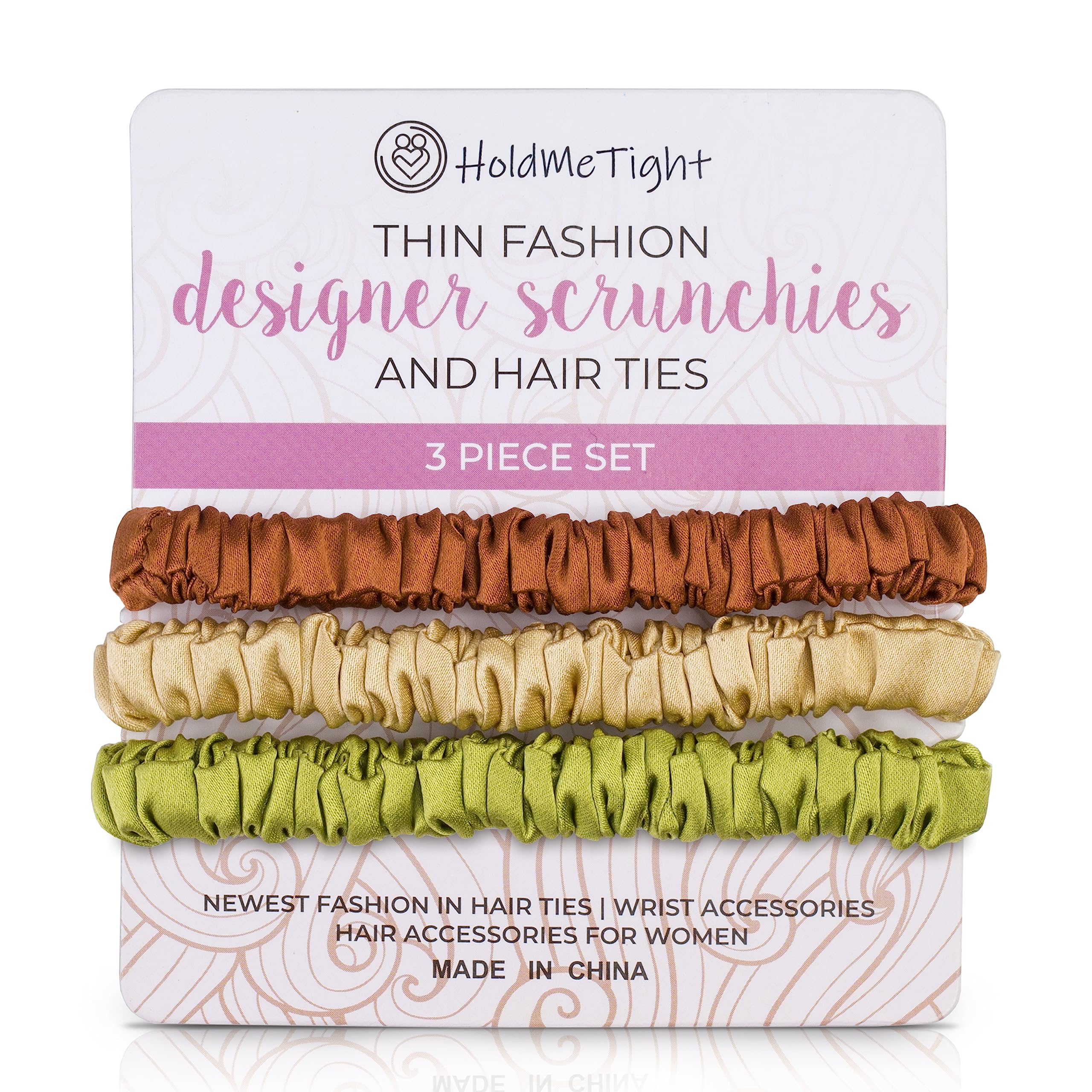 Rozac Set of 3 100% pure 22 Momme Melburry Silk Scrunchies for hairs Gentle on all hair types with good Elastic Thin Fashion Scrunchies for hairs and wrist band for girls and women