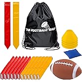 Flag Football Set for 12 Players - Includes Durable Flag Belts and Flags, Cones, Bean Bag, Carrying Backpack, and Football - Huge 55 Piece Complete Set