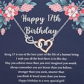 BLEOUK 17th Birthday Necklace With Message Card 17 Year Old Jewelry Gift For 17th Birthday Girl Neice Sister