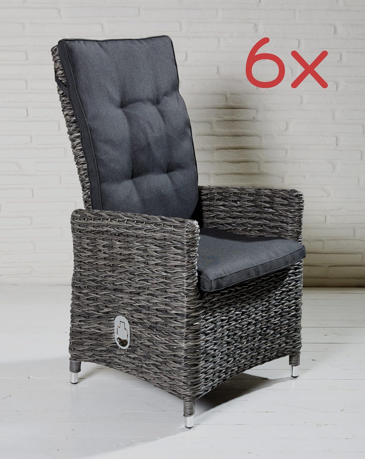 Polyrattan Gartenstühle Gartensessel grau Gartenstuhl Stühle Sessel Alu
