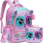Meetbelify Cute Cat Backpacks for Girls School Bag Girls Backpacks Ages 8-10 with Lunch Box Kids Bookbag Set Travel Backpack for Preschool Kindergarten Elementary Students Backpack to School Supplies