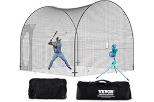VEVOR Baseball Batting Cage, Softball and Baseball Batting Cage Net and Frame, Practice Portable Cage Net with Carry Bag, Hea