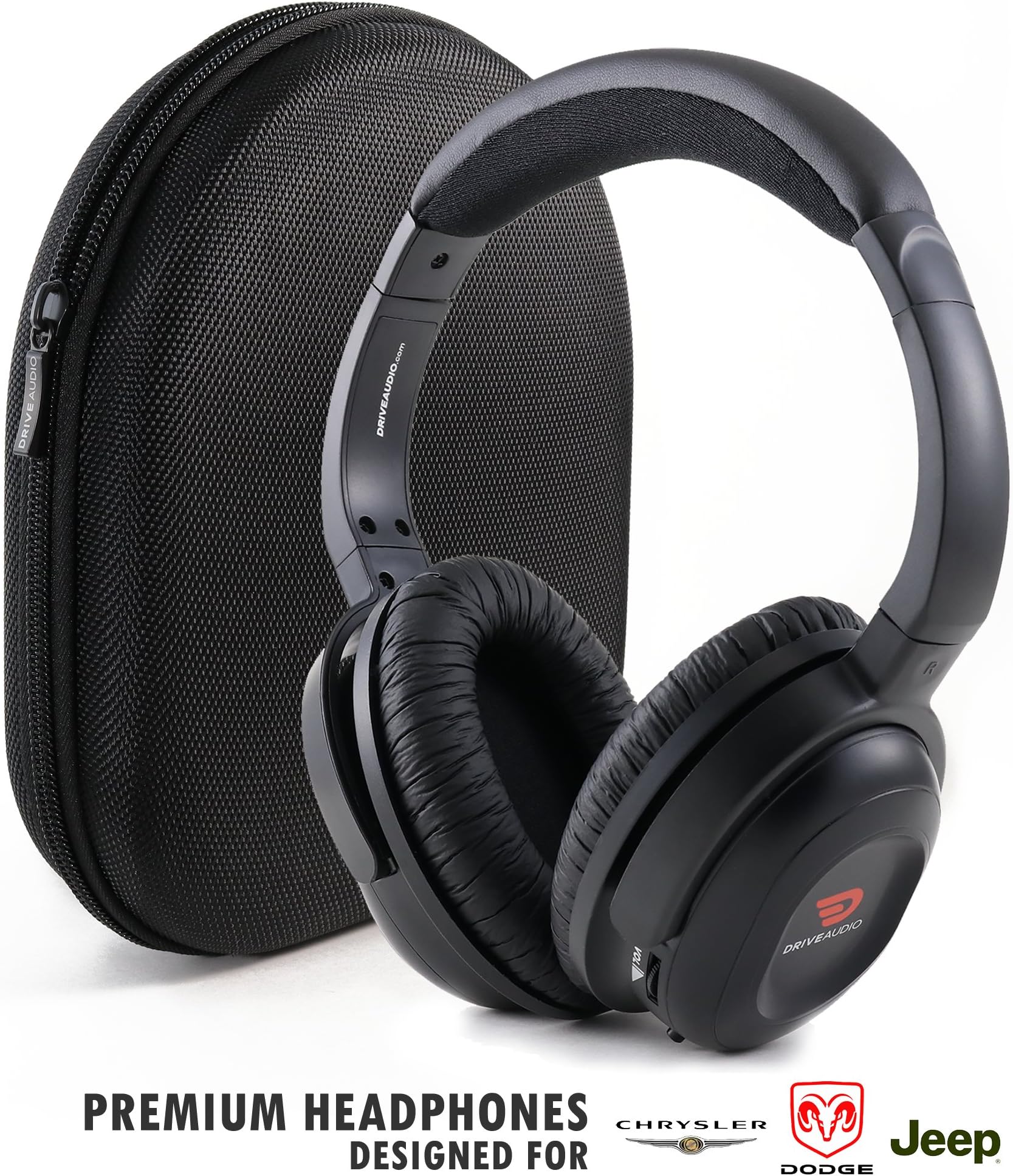 Compatible uConnect VES Headphones WITH CASE by DriveAudio for Dodge Grand Caravan & Chrysler Town & Country and Jeep OEM Car Headsets 2006 2007 2008 2009 2010 2011 2012 2013 2014 2015 2016 2017