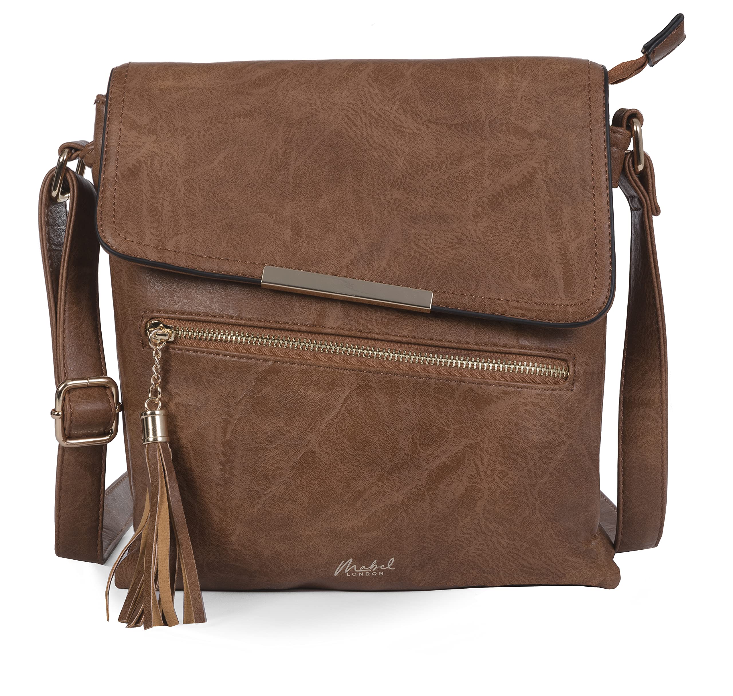 Mabel Women’s Cross Body Handbags – Trendy Messenger Long Shoulder Strap Bags – With a Protective Storage Bag (Design 6 - Medium Tan)