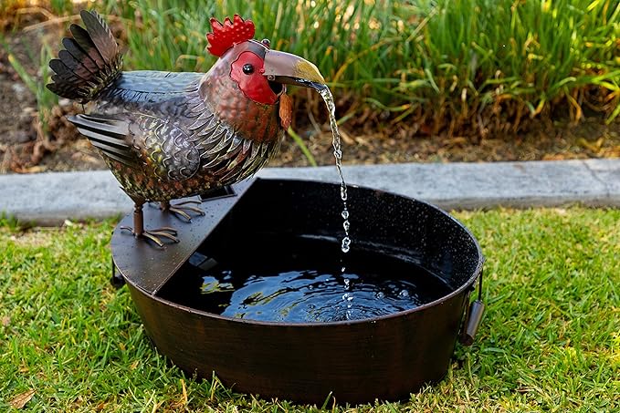 Alpine Corporation Metal Rooster Fountain