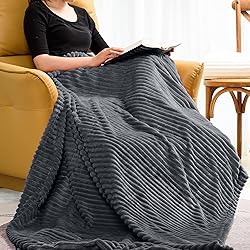 Vessia Flannel Fleece Dark Grey Throw Blanket