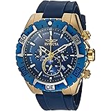 Invicta Men's Aviator Stainless Steel Quartz Watch with Silicone Strap, Blue, Black 26 (Model: 22523, 22525)