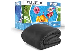 MODERN INNOVATIONS Above Ground Pool Liner Pad, 15' Foot Round, Pre-Cut Heavy Duty Outdoor Pool Pads for Above Ground Pools, Black Swimming Pool Liners for Padding and Protection, Thick Pool Mats to Prevent Punctures
