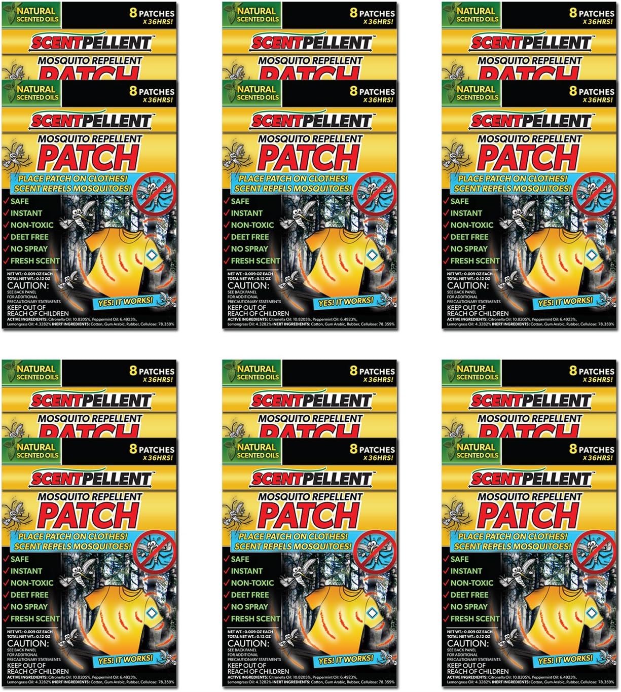 36 Hour Mosquito Repellent Patch - Non Toxic, Deet Free, No Spray. Great for Camping, Boating, Fishing, Summer Sports. Place Patch on Clothing, Shoes, or Hats. (96-Patches)