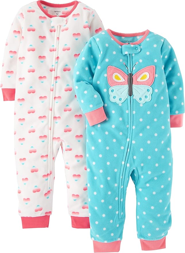 Carter's Girls' Toddler 2Pack Fleece Footless Pajamas