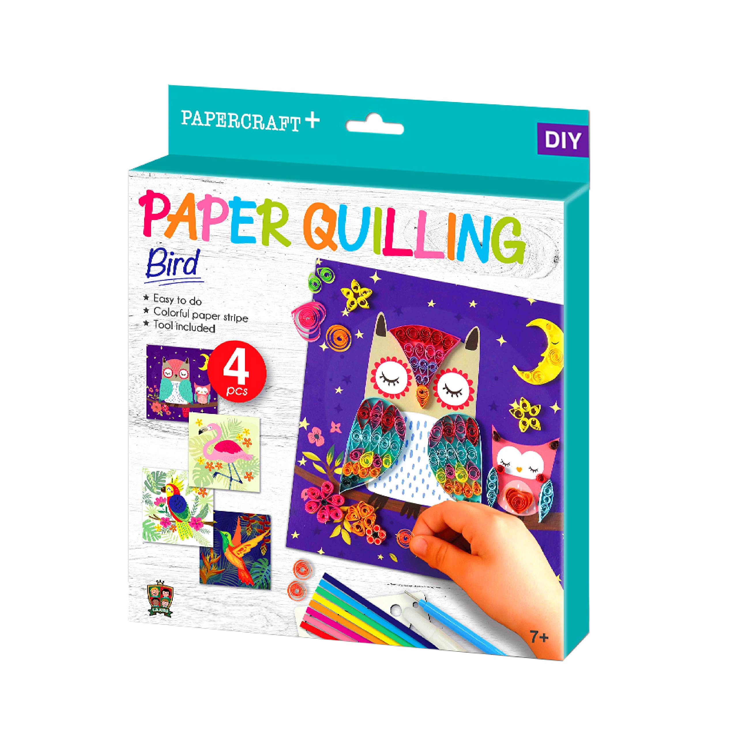 C.S.KIDS PQ03 C.S DIY Crafts Gifts – Bird| 3D Quilling Design Kits for Kids, Make Art (Paper Strips & Tools Included)