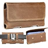 Gcepls Cowhide Leather Phone Holster with Belt Clip for Samsung Galaxy S25,S24,S23,S22,S21 Ultra,Universal X-Large Cell Phone Belt Holder for Man, Brown-XL
