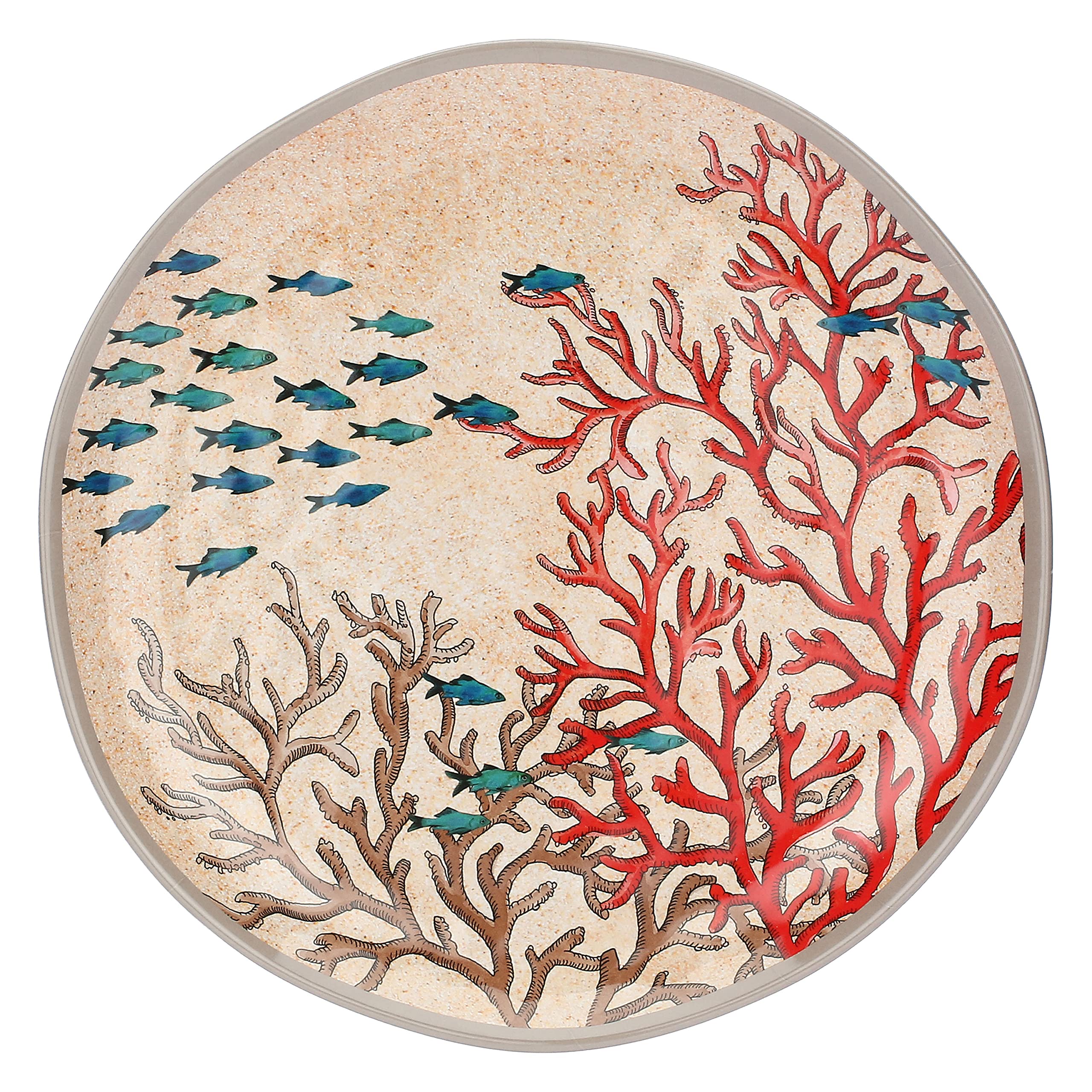 Sea Life by Rose & Tulipani Rose and Tulipani-Set 2 Dinner Plates 100% Melamine, Beige, 27 centimeters