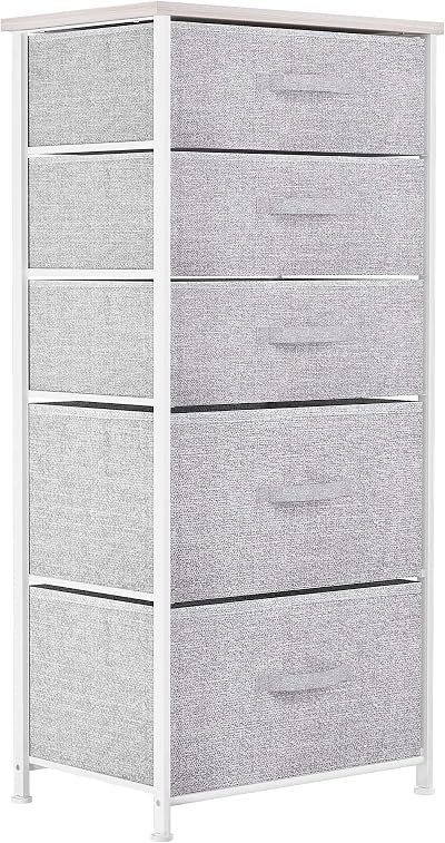 YITAHOME 5-Drawer Chest Organizer Non-Woven Fabric Grey White Metal Frame