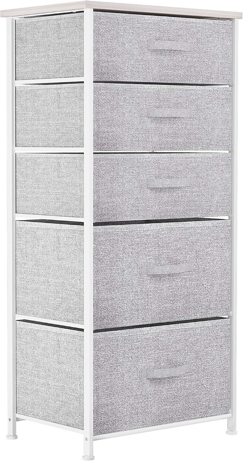 YITAHOME 5-Drawer Chest Organizer Non-Woven Fabric Grey White Metal Frame