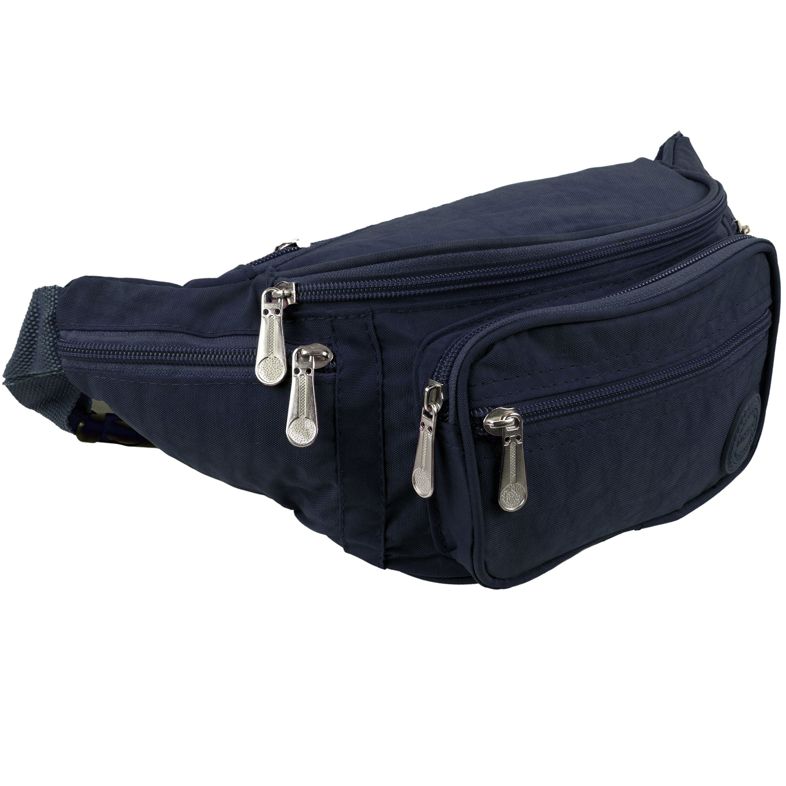 Mens Ladies Lorenz Nylon Bum Bag Fanny Pack 6 Colours Travel Raves Holiday - Navy