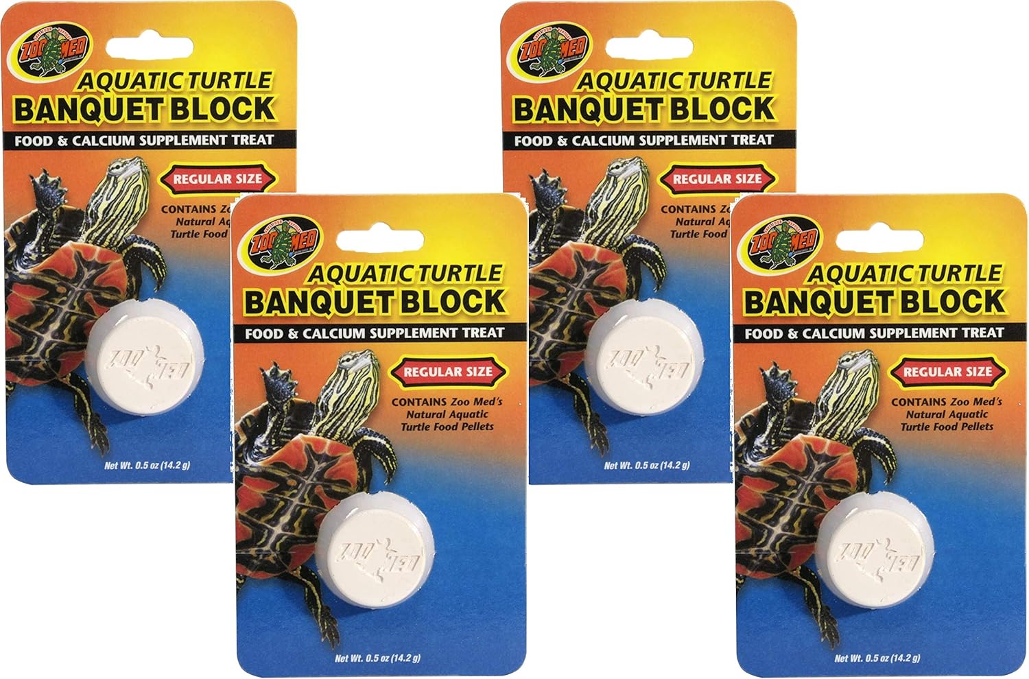 Zoo Med 4 Pack Aquatic Turtle Banquet Block Supplement Treats, Size Regular