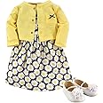 Hudson Baby baby-girls Cotton Dress, Cardigan and Shoe Set