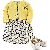 Hudson Baby baby-girls Cotton Dress, Cardigan and Shoe Set