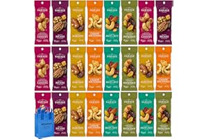 NOSH PACK Sahele Snacks Variety Pack Nuts - 1.5 Oz Bulk Snack Packs, Honey Almond, Maple Pecans, Pomegranate Pistachio, Pomegranate Vanilla Cashew, Tangerine Vanilla Macadamia, Trail Mix, with NP Bag, 24 Pack