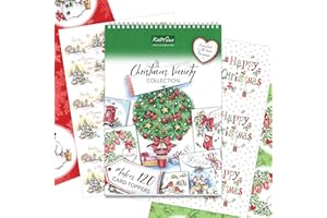 Katy Sue Christmas Variety Paper Craft Pad for Christmas Card Making, Crafting & Scrapbooking. Contains 120 Card Toppers for Holiday & Christmas Paper Card Crafting