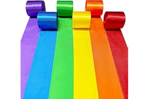 Rainbow Satin Ribbon 65.6Yd × 1.97" Wide Colorful Ribbon for Gifts Wrapping DIY Craft Fringe Hanging Party Streamer Garland B