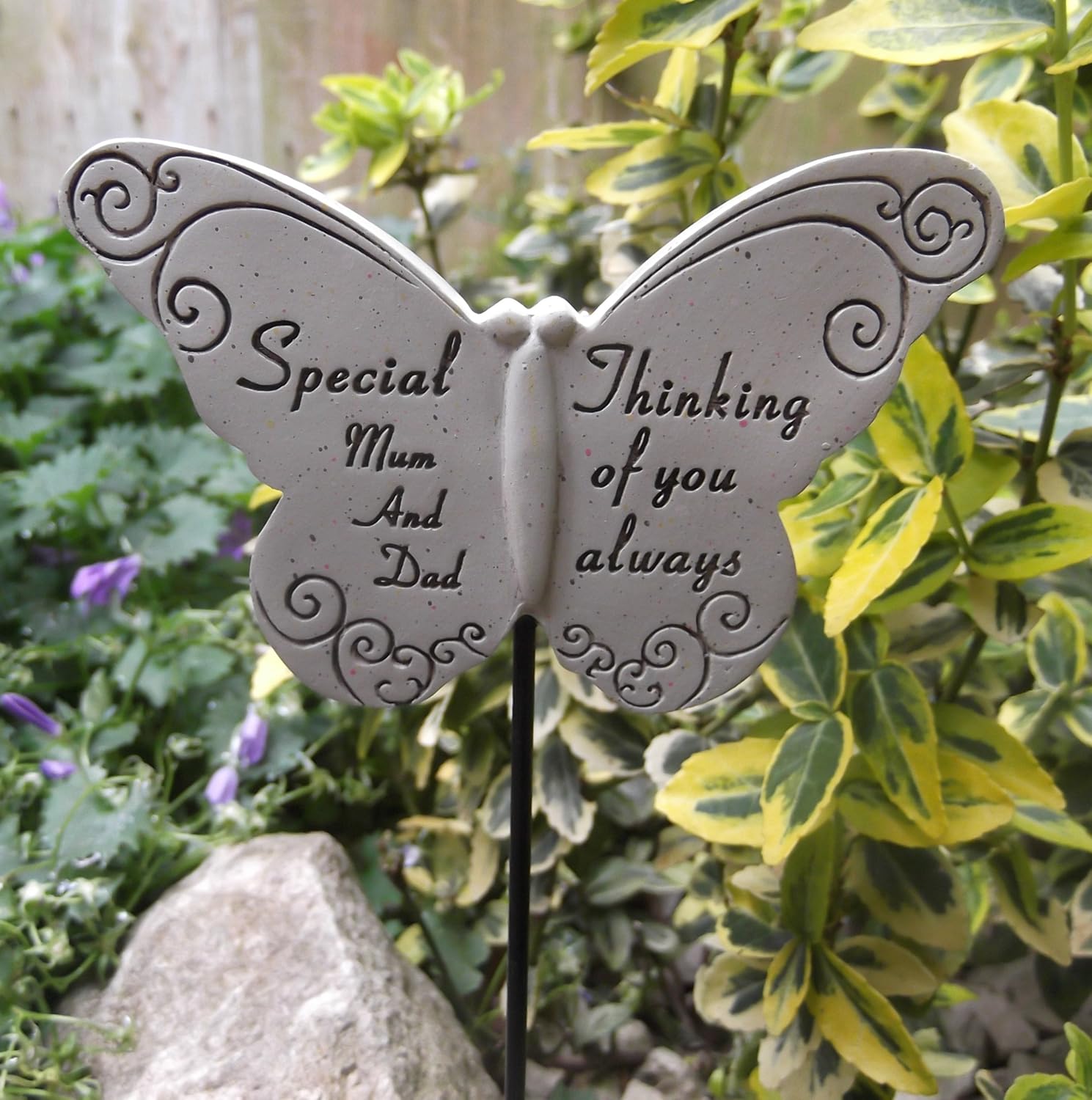 Memorial Butterfly Special Mum and Dad Graveside Ornament, Neutral, Approx. 32 cm