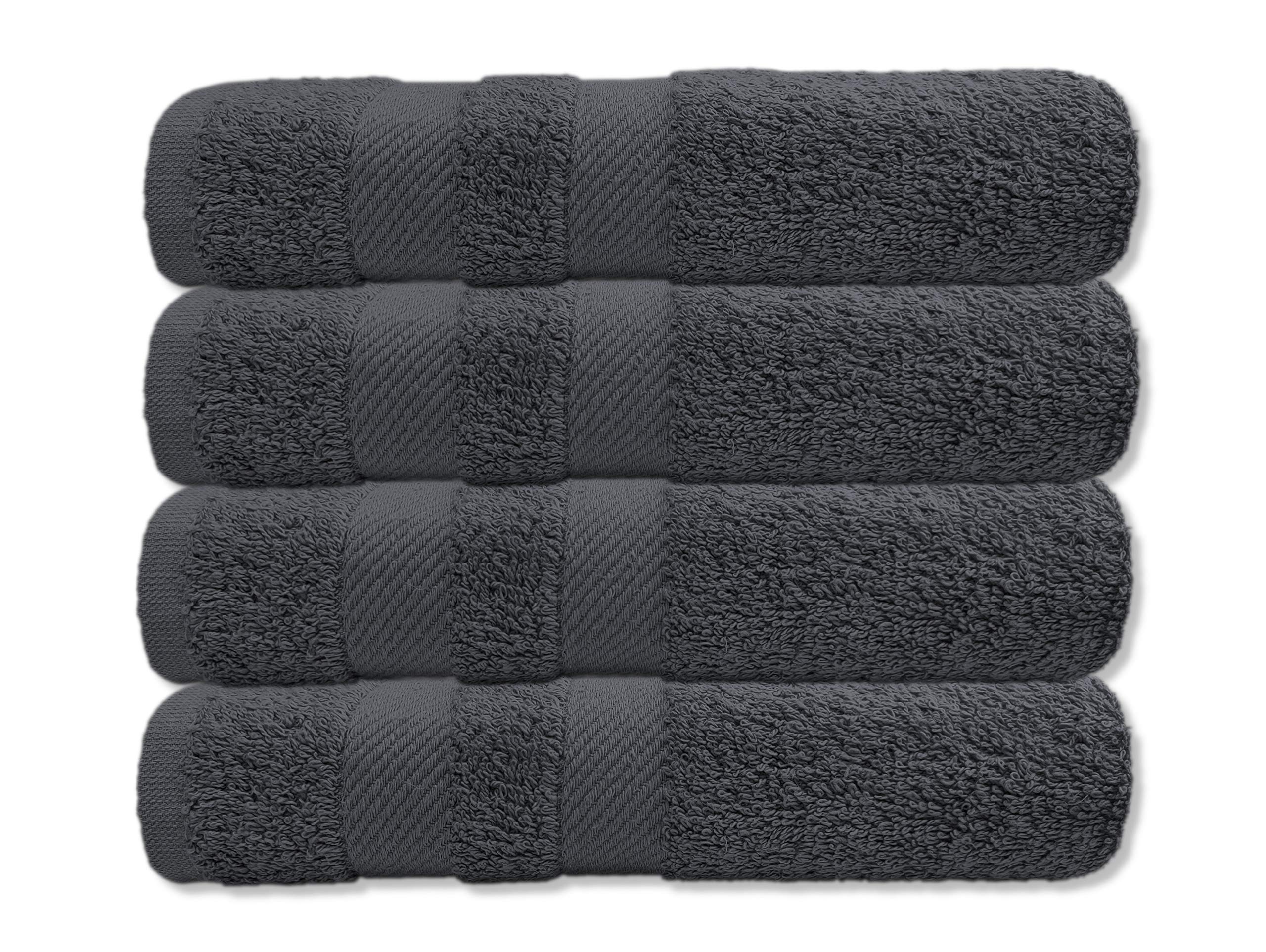 A & B TRADERS Cotton Hand Towels 600 GSM Soft Thick Easycare Multipurpose Daily Use bathroom Gym Spa Salon Sports Towels (Grey, 4)