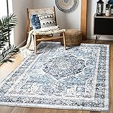 Domitapis Area Rug 5×7, Vintage Boho Rug,Ultra-Soft Low Pile, Washable, Non Slip,Stain Resistant Printed Carpet for Living Room Bedrooms Playroom Office Kitchen, Light Blue