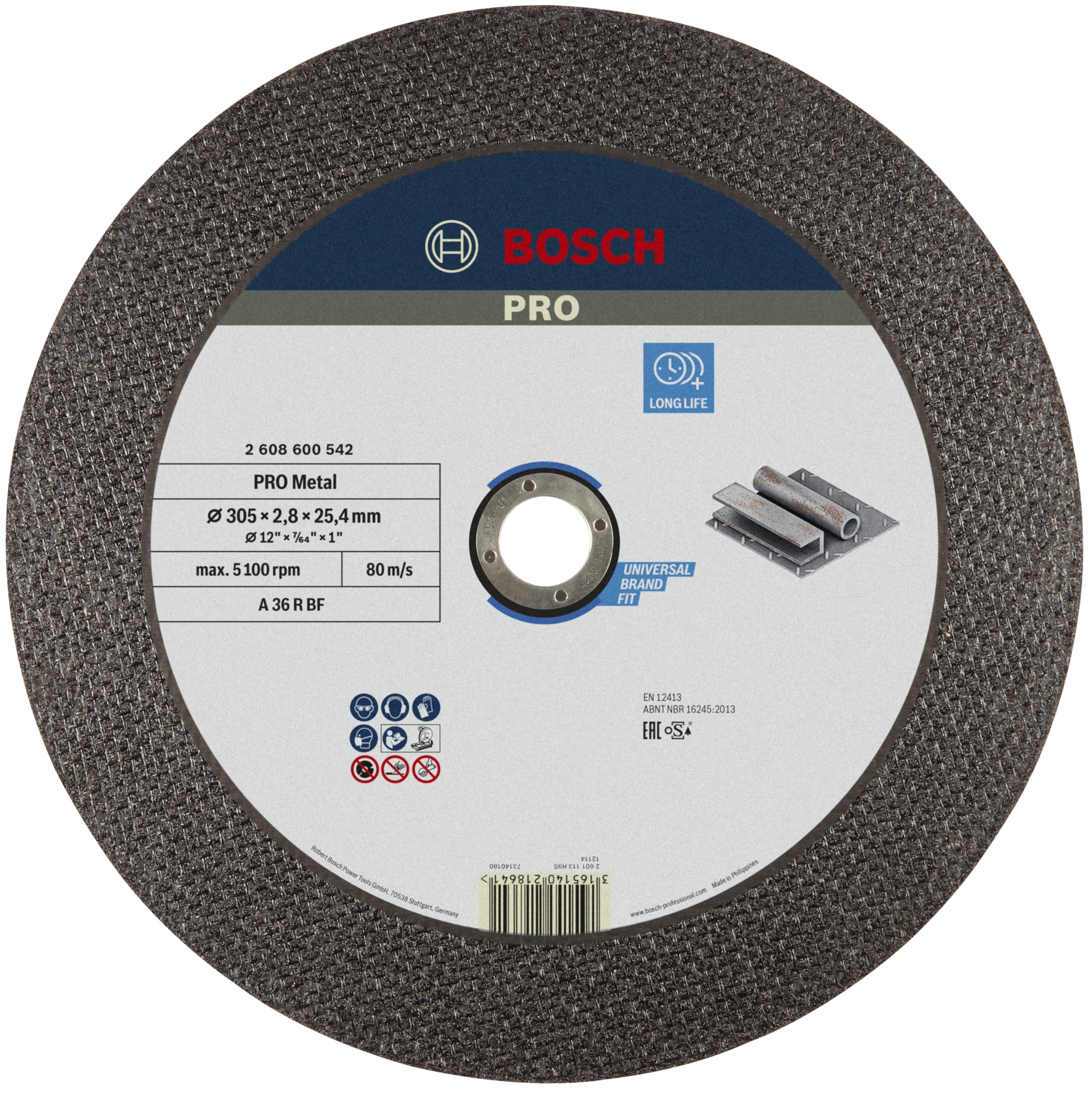 Bosch Accessories 2608600542 "Expert" Cutting Disc for Metal, 0 V, Black, 350 x 2.8 x 25.4 mm