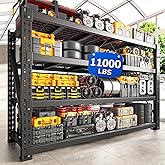 Bepatio 11000LBS Industrial Garage Shelving Heavy Duty, 4-Tier Adjustable Storage Shelves Metal Shelving, Industrial Shelving for Basement Warehouse Commercial Garage Shop, 72" H× 60" W × 24" D, Black