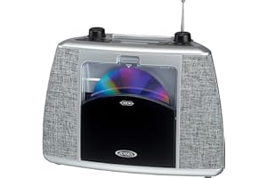 Jensen Home CD Player System Sport Handle + Bluetooth Boombox Portable Bluetooth Music System with CD Player +CD-R/RW & FM Radio with Aux-in & Headphone Jack Line-in (CD-565SL Black/Silver)