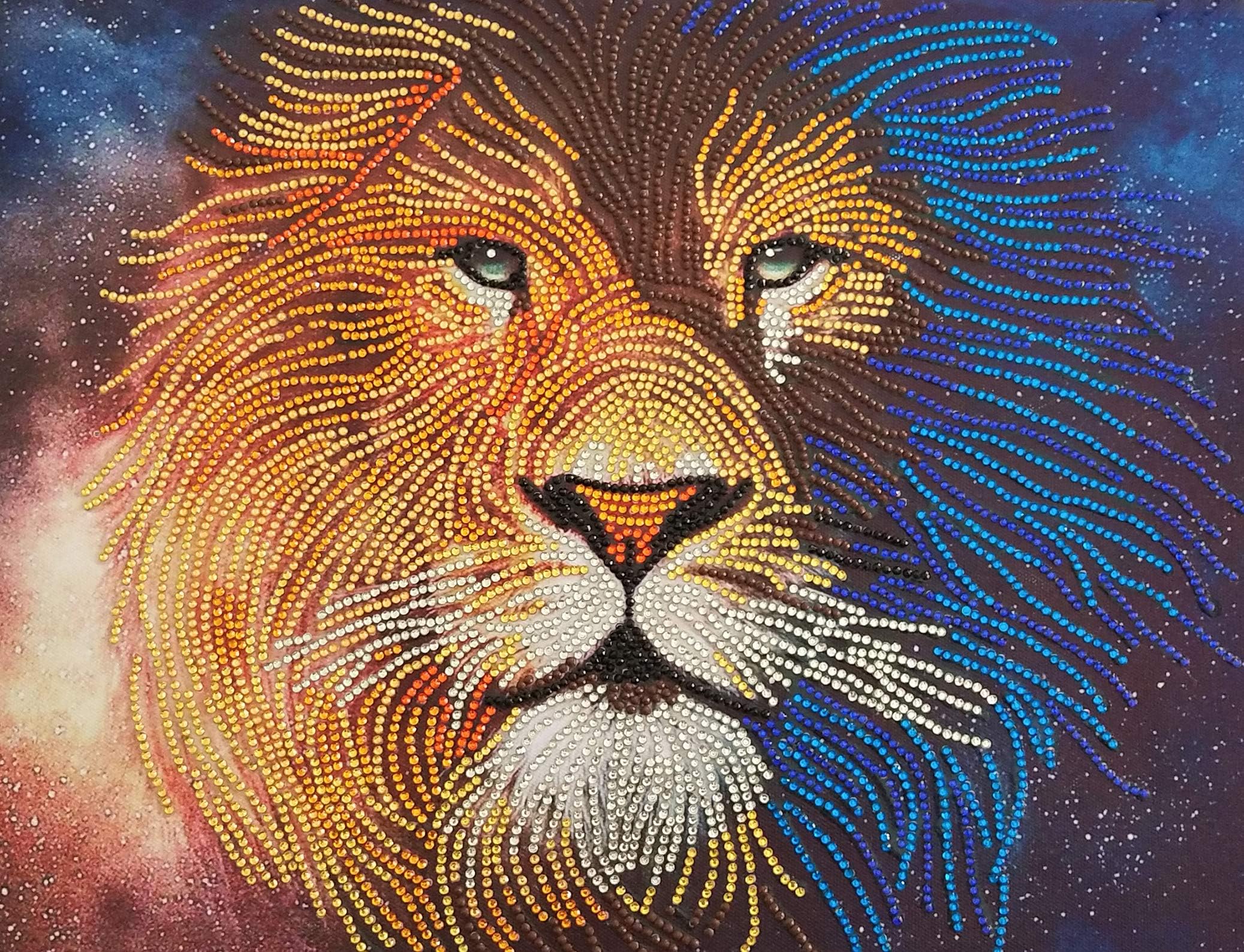 Bestlus 5D Diamond Painting Kits for Adults Amazing DIY Diamond Painting Art Kits Special Shaped Rhinestones Partial Drill - Lion