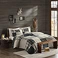 Woolrich Winter Hills Reversible Quilt Set - Cottage Styling Reversed to Solid Color, All Season Lightweight Coverlet, Cozy Bedding Layer, Matching Shams, Oversized Full/Queen, Plaid Tan 3 Piece