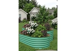 GarveeLife 8x4x1.5 ft 2-Pack Raised Garden Bed - Galvanized Steel Outdoor Planter Box for Vegetables, Flowers & Herbs - Durable Rust-Resistant Garden Box, Easy Assembly Raised Beds for Gardening,Green