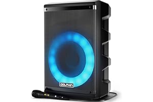 Dolphin SP-807RBT Bluetooth Karaoke Speaker: Powerful, Portable Sound with Microphone, Dynamic Spin Lights & Crystal-Clear Audio for Parties