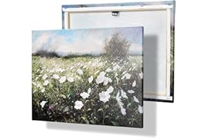 MIEVU Canvas Wall Art for Living Room - Inner Wooden Framed Canvas Art Prints, Painting Vintage Wall Decor for Bedroom,Farmhouse,Bathroom (Flower field, 12 * 16)