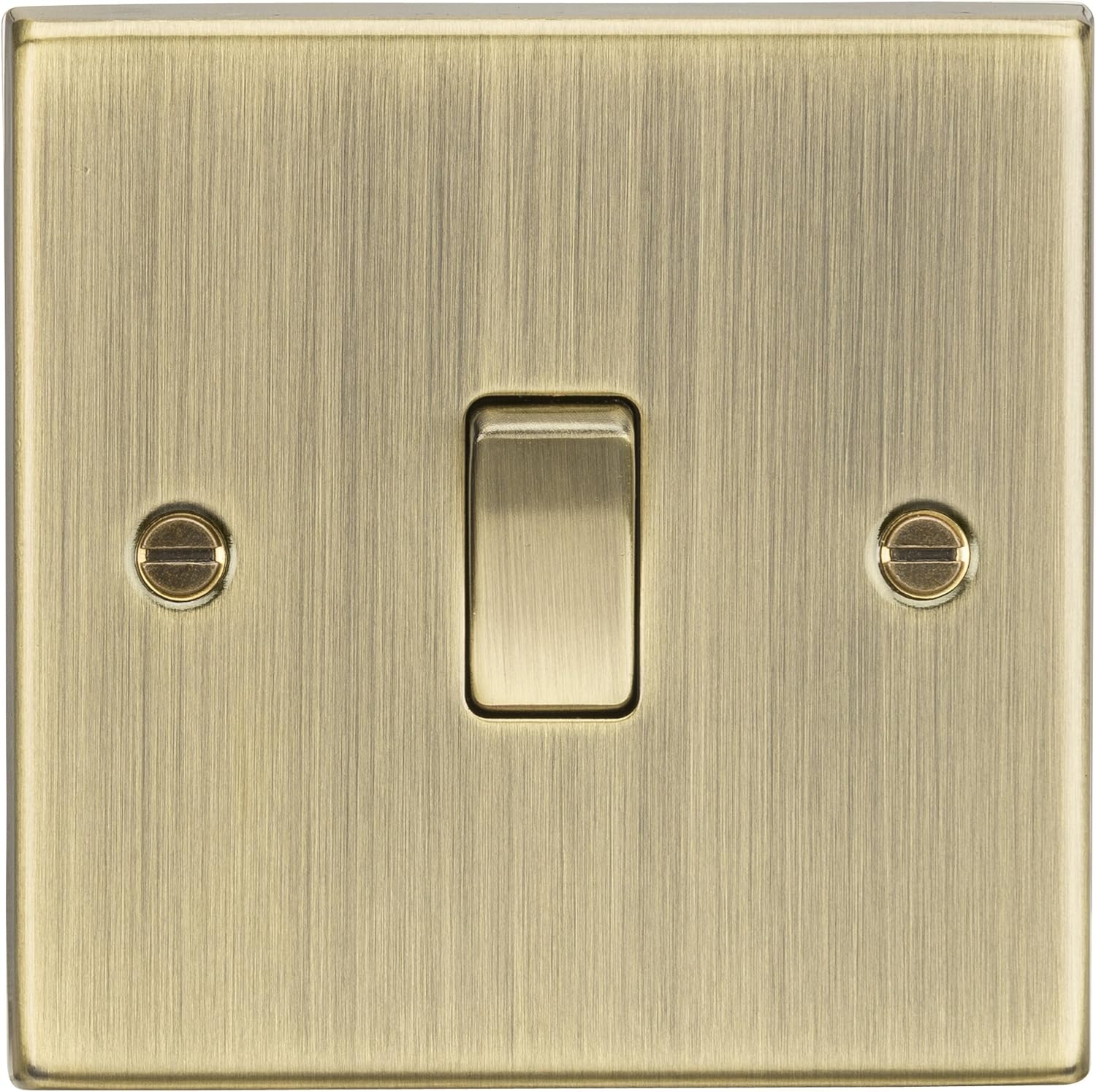 Knightsbridge CS2AB Square Edge 1G Light Switch - Antique Brass