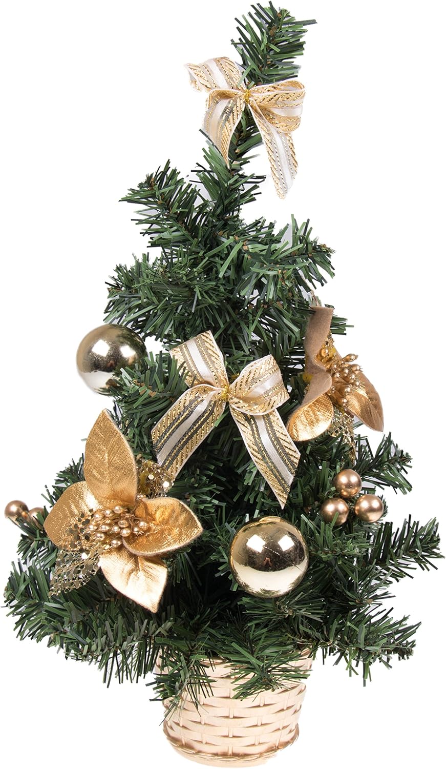 Mini Artificial Christmas Tree with Gold Bows by Clever