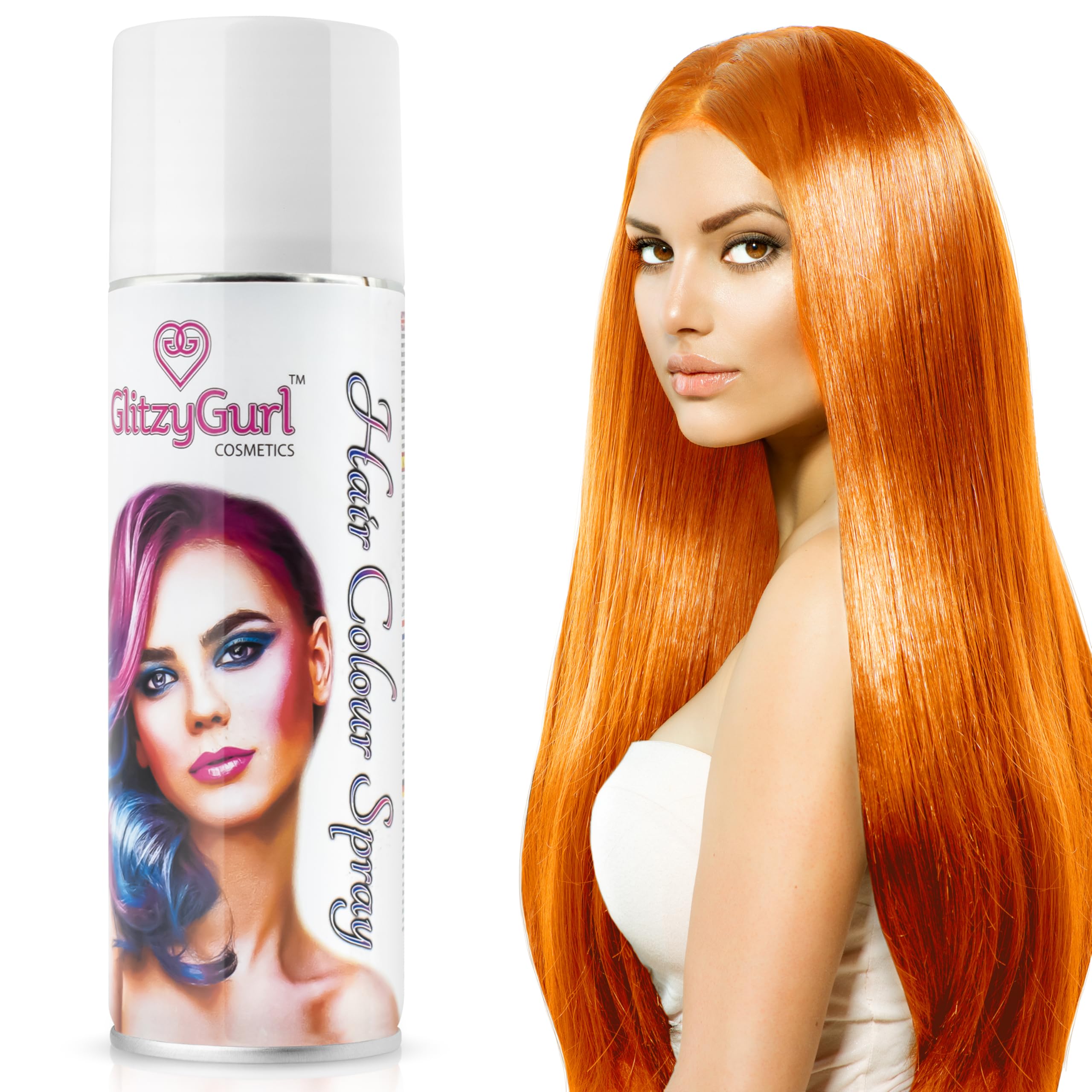 Hair Colour Spray 125ml Temporary Hair Kids Adults Halloween Temporary Dye Made in UK (Fluo Orange)