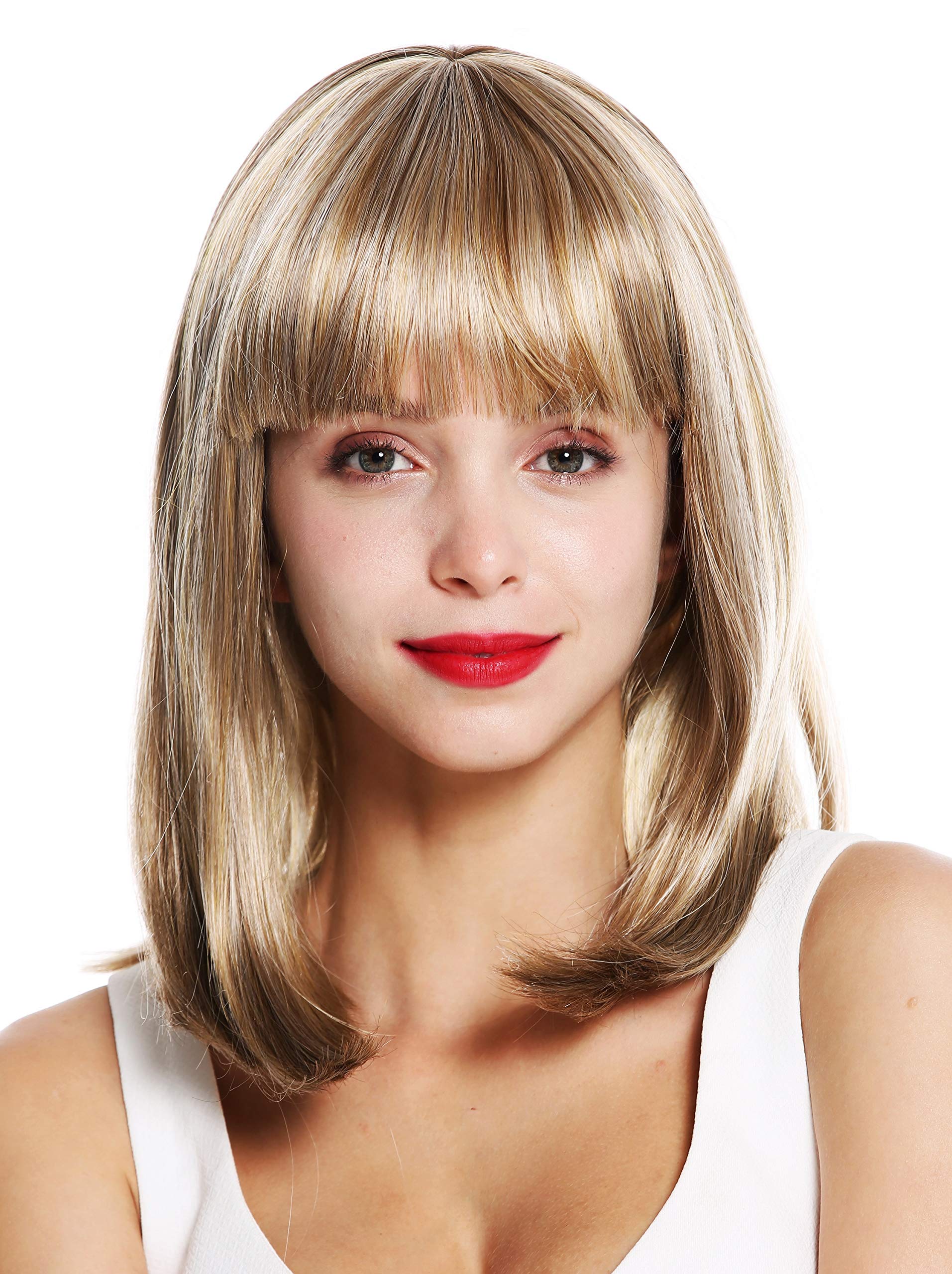 WIG ME UP - VK-39 quality women's wig shoulder length sleek fringe blonde mix dark blonde light blonde highlighted