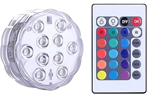 Qoolife Submersible LED Lights Remote Control Battery Powered, RGB Multi Color Changing Waterproof Light for Pool, Vase Base, Spa, Aquarium, Pond, Hot Tub, Decoration, Party, Set of 1