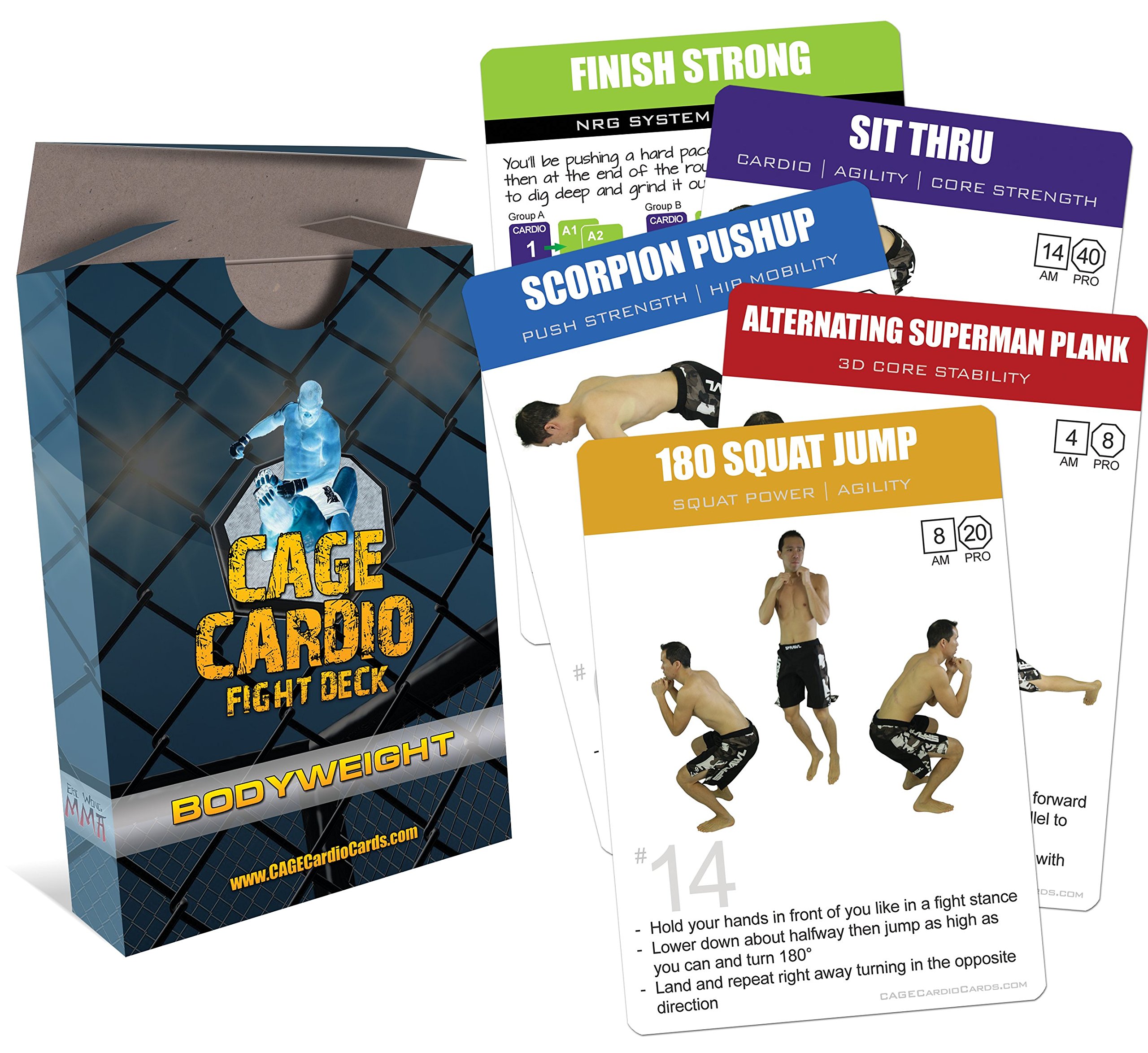CAGE Cardio Bodyweight Fight Deck Workout Cards for MMA