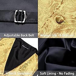 Barry.Wang Gold Paisley Waistcoat Vest Necktie Set