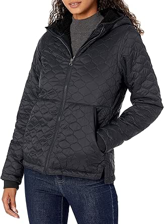Amazon Essentials Women's Lightweight Water Resistant Long Sleeve Sherpa Lined Puffer Jacket with Hood