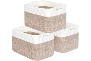 MINTWOOD Design 3-Pack Storage Baskets for Shelves, Playroom and Classroom Basket, Book Decorative Cube Bins, Woven Closet Organizers, Baby Nursery Baskets, Light Brown